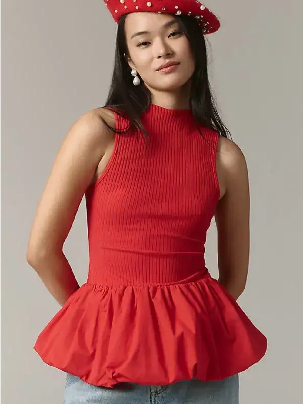 Anthropologie Maeve Ribbed Tank with Flare